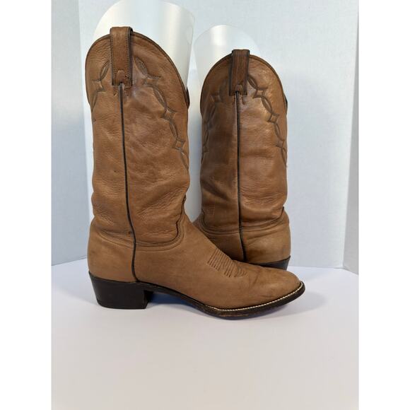 Abilene Womens Soft Elk Leather Brown Cowboy Western Boots Made in USA Size 10.5 - Picture 11 of 13